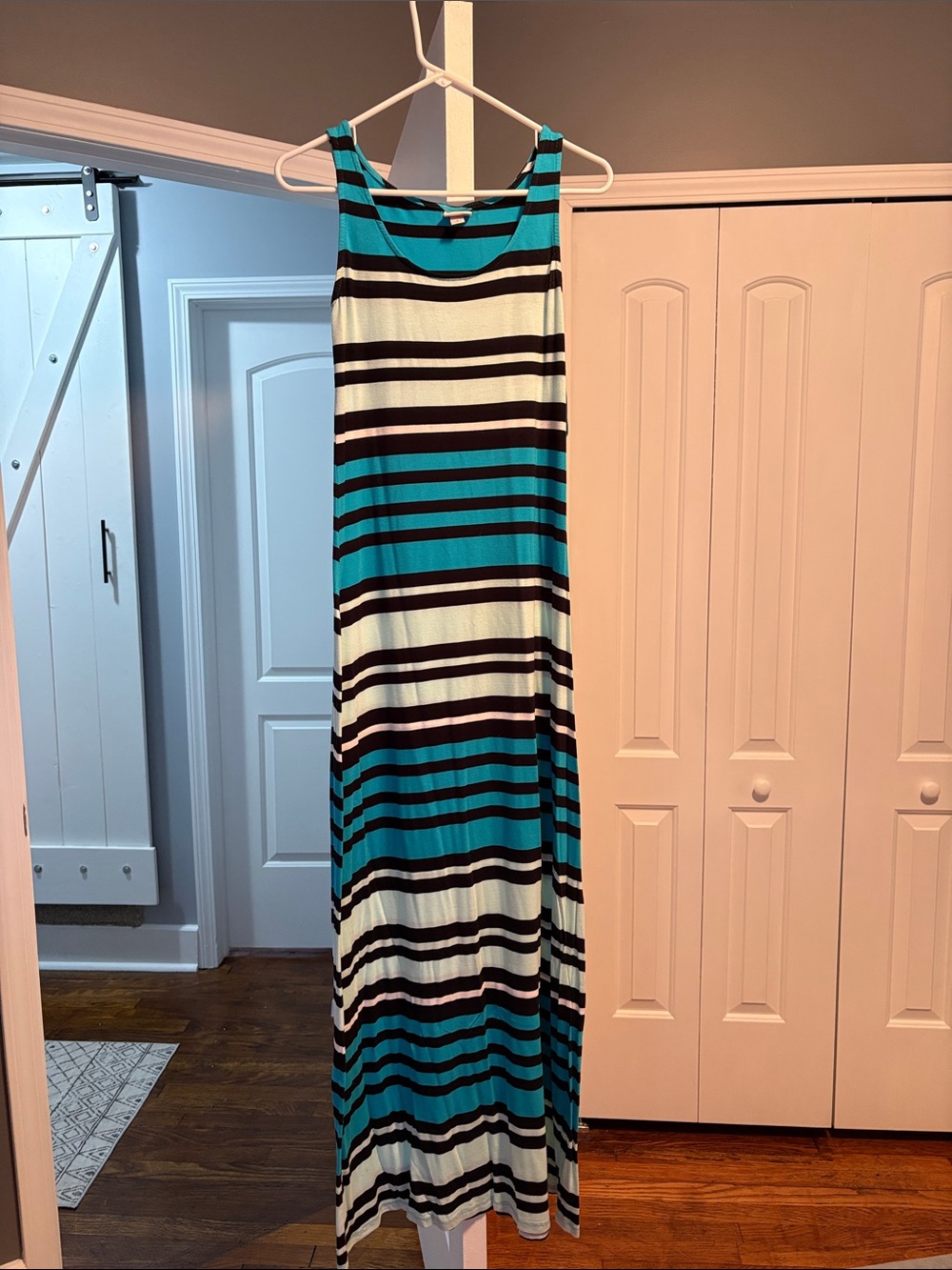 Merona Striped Tank Dress in Teal, Black & White